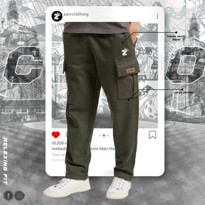 OLIVE SOLID COLOR CARGO JOGGERS