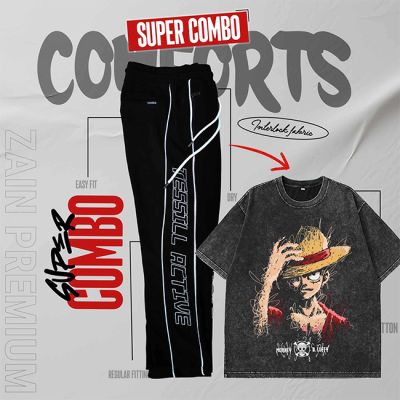 COMBO LUFFY MAN ACID WASH DROP T-SHIRT + INTERLOCK REGULAR FIT TROUSER